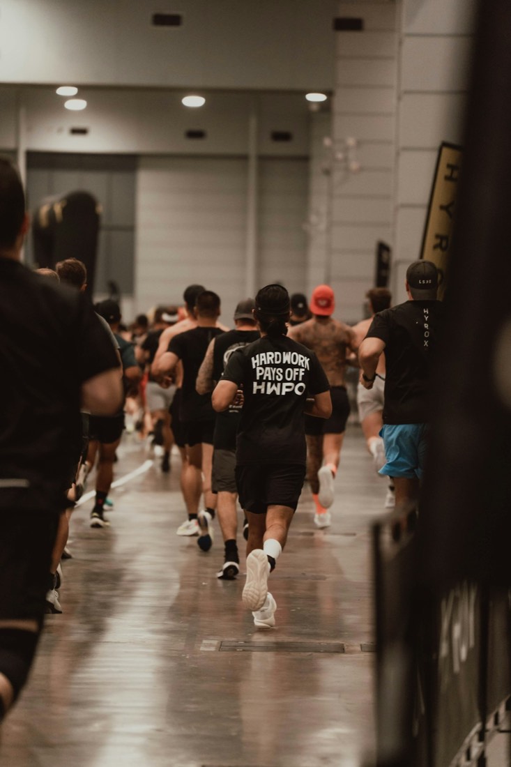 Athletes training for a HYROX race