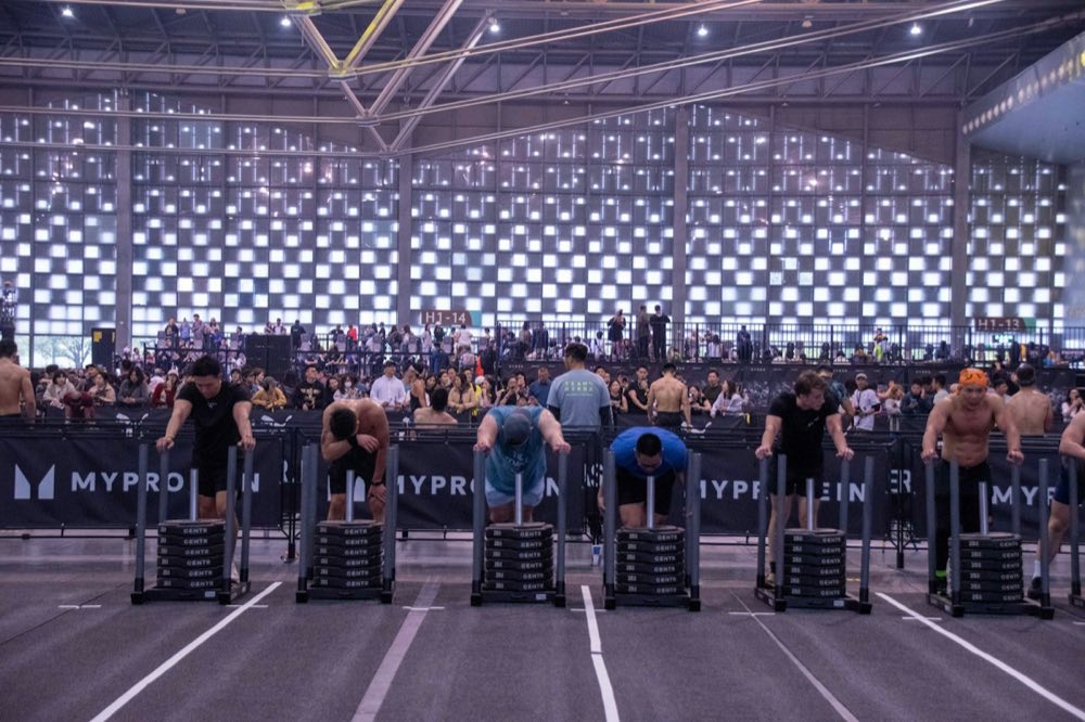 Athletes training for a HYROX race